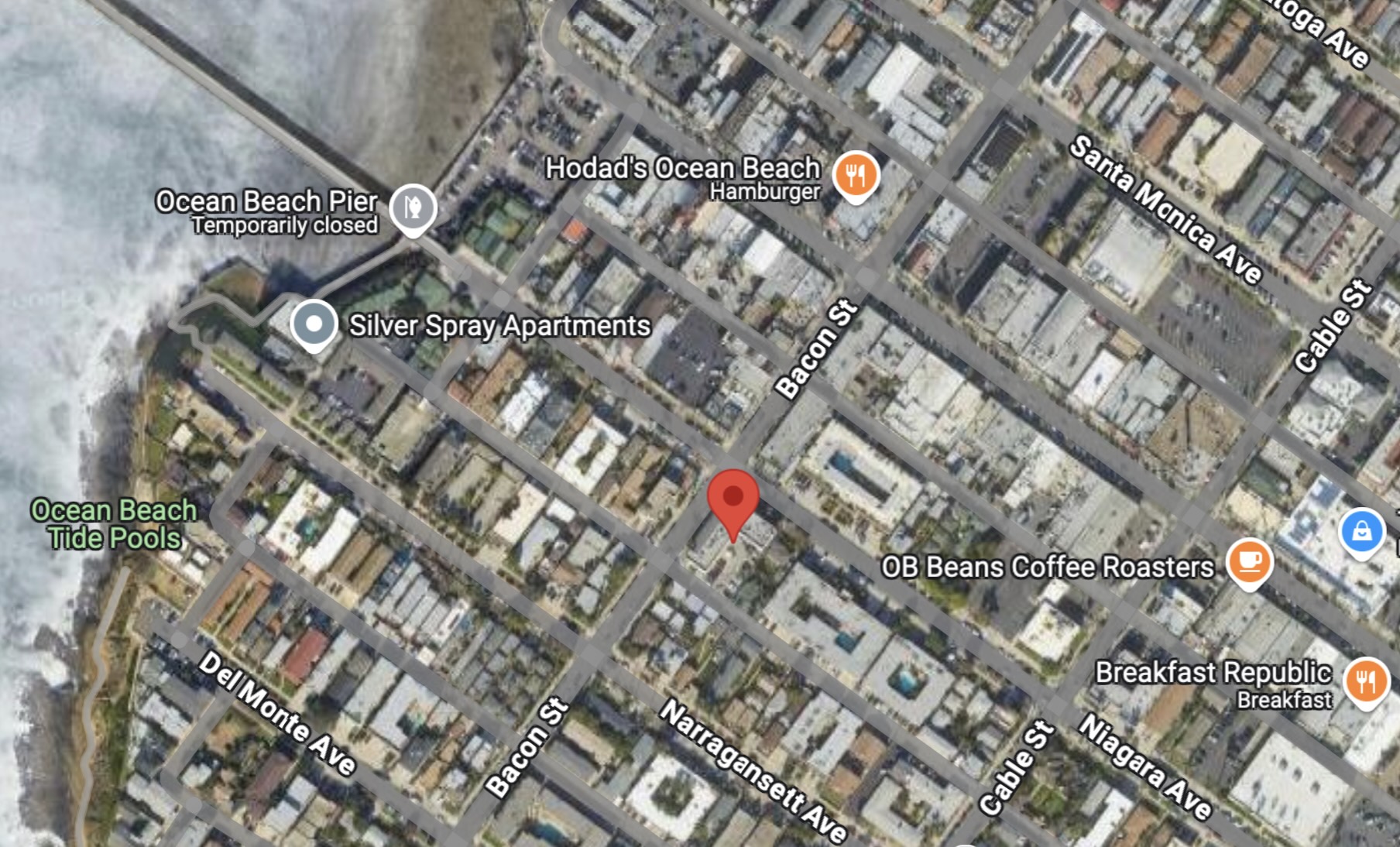Screenshot of Google maps showing bluebird play's location